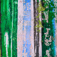 Abstract. background. Gray, green, black, vertical stripes. Rough texture of acrylic paint on canvas