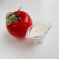 spa theme. handmade massage candles made of natural soy wax, a set of towels in pastel colors