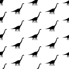 diplodocus seamless pattern isolated on white background.