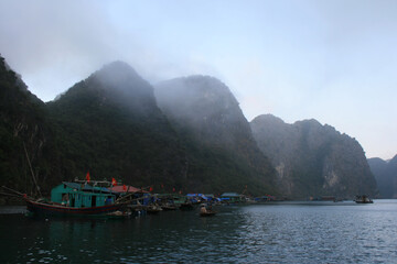 floating village at the halong bay (vietnam) 