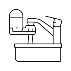 portable water filter for faucet line icon vector illustration