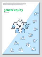 Sucessful woman brochure. gender equity. Equal rights for everuone. Professions templates.Minimal brochure layout and modern report flyers poster template