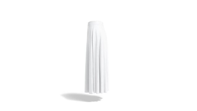 Blank white women maxi skirt mockup, looped rotation