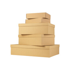 Pile of cardboard boxes isolated on a white background.