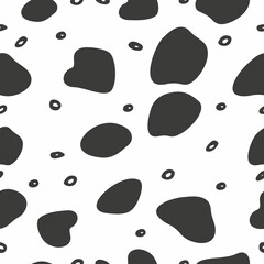 Cow spots seamless pattern. Animal black and white print. Dalmatian skin vector illustration