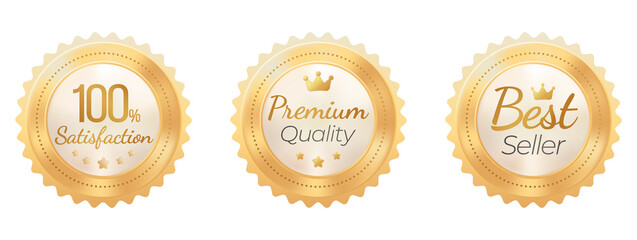 Simple Luxury Pastel Gold Product Badge - Satisfaction, Premium Quality, Best Seller
