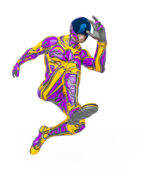 mega soldier is jumping fast