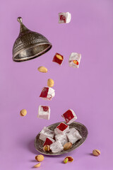 Pomegranate Turkish delight and pistachios.