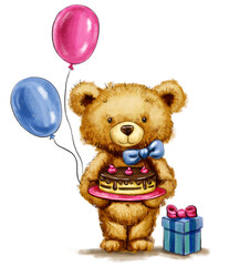teddy bear with balloons