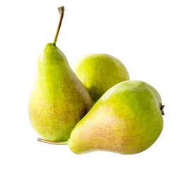 Pear isolated. Green pear on white background. Pear with clipping path. Set of pears.