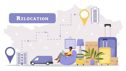 Fototapeta premium Relocation to new home Moving House Delivery Box