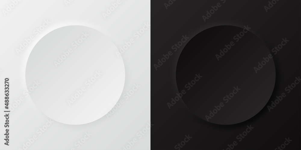 Aufkleber abstract 3d circle frame. set of black and white shadow border for cosmetic product. template of emp
