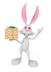 rabbit cartoon is holding an gift or present