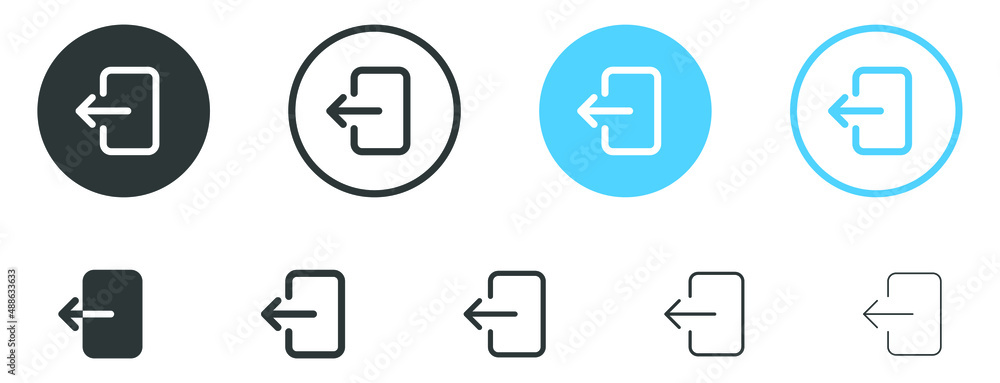 Aufkleber arrow logout account icon - enter symbol, log out icon button - arrow and door icon entry symbols in