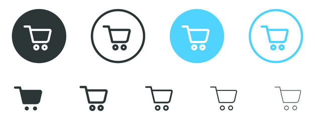 shopping cart icon, shop basket symbol	
