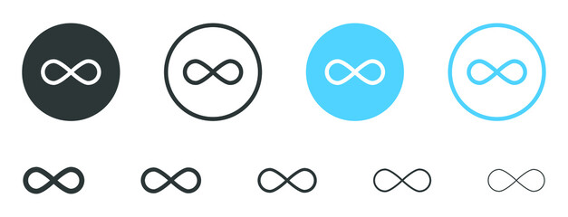 infinity icon . loop, infinite, endless, eternity symbols unlimited icons - obrazy, fototapety, plakaty