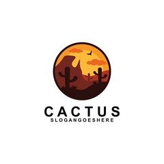 Cactus Logo Template Design Vector, Emblem, Design Concept, Creative Symbol, Icon