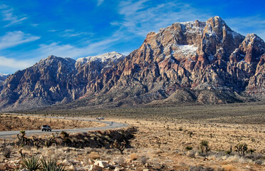 Nevada's red rock Mount Wilson juts up from the desert west of Las Vegas.