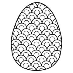 Vector coloring page. Black contour detailed easter egg in mandala style on white background
