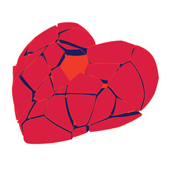 Symbolic image of a broken red heart