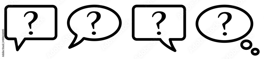 Poster question mark in speech bubble, different version. ask, talk or query concept