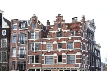 Amsterdam Prinsengracht Canal Historic Building with Stepped Gable, Netherlands