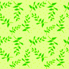 Pattern drawing doodle green leaves
