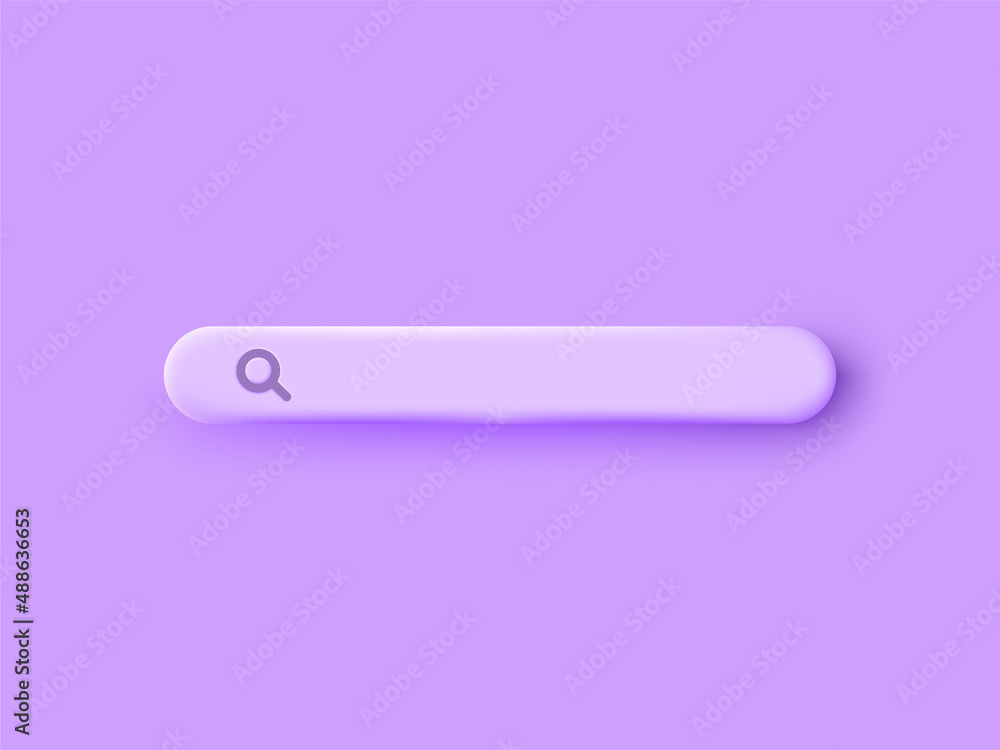 Poster realistic 3d rendering search bar concept on purple web background navigation render website browser