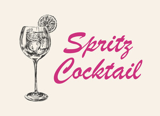 Spritz Hand Drawn Summer Cocktail Drink Vector Illustration