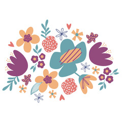 Flowers, floral, bouquets, arrangements, bouquets, purple, pink, turquoise, red, yellow, leaves, floral, botanical, 