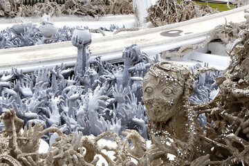 Details of the White Temple (Wat Rong Khun). Chiang Rai, Thailand