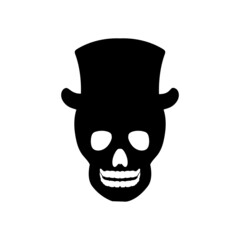 Silhouette skull in hat. Day of the dead skull.