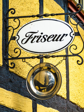 antique barber sign in germany - translation: barber shop
