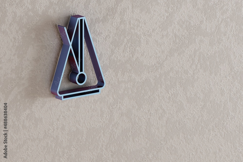 Aufkleber big metronome icon. beautiful blue big metronome symbol icons on wall bright background. 3d renderin