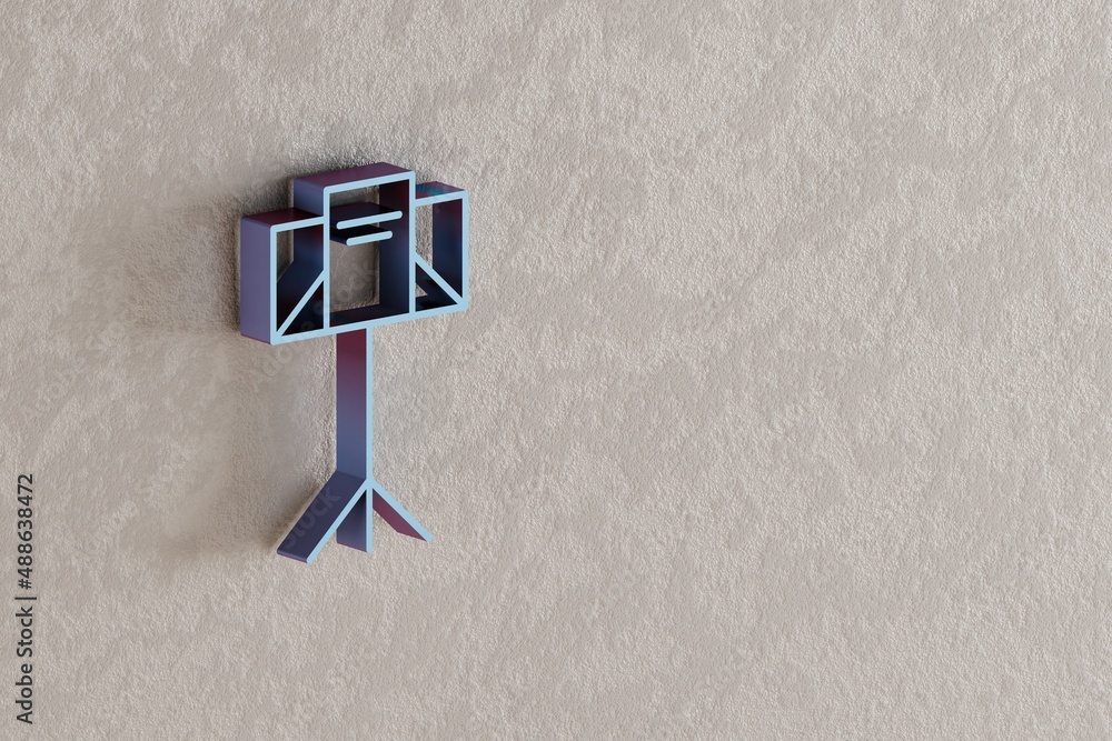 Poster music stand icon. beautiful blue music stand symbol icons on wall bright background. 3d rendering il