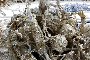 Details of the White Temple (Wat Rong Khun). Chiang Rai, Thailand