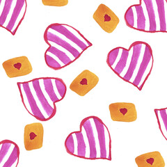striped heart pattern and envelopes for valentine's day