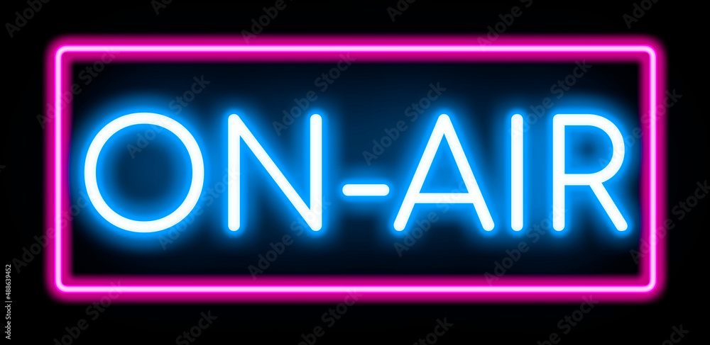 Sticker on air neon banner.