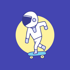 Cool astronaut riding a skateboard, illustration for t-shirt, sticker, or apparel merchandise. With retro cartoon style.