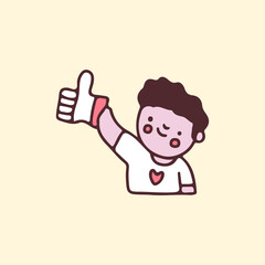 Cute kid holding like button cartoon. Illustration for Perfect Nursery children, kids, greeting.