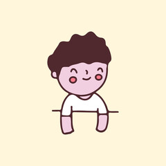 Cute little boy with smile face cartoon. Illustration for Perfect Nursery children, kids, greeting.