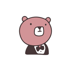 Cute bear wearing tuxedo, illustration for t-shirt, sticker, or apparel merchandise. With retro cartoon style.