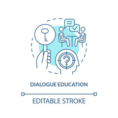 Dialogue education turquoise concept icon. Adult education theories and forms abstract idea thin line illustration. Isolated outline drawing. Editable stroke. Arial, Myriad Pro-Bold fonts used