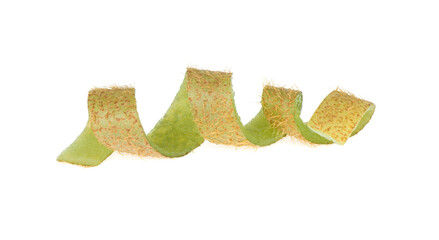 skin kiwi. peel kiwi isolated on white background.