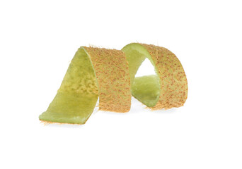 skin kiwi. peel kiwi isolated on white background.