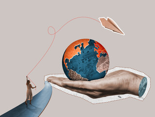 Travel around the world, art collage. - 488641471
