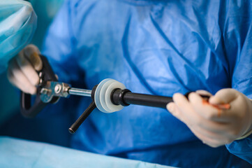 Laparoscopic surgery using an endoscope. Modern surgery. Minimally invasive surgery