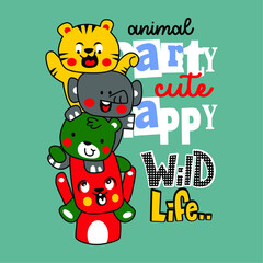 Animal Party Baby Vector Design