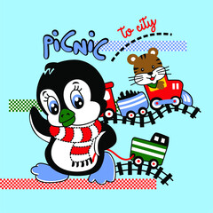 Picnic Penguin Baby Vector Design