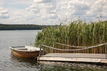 boat on the lake Stechlin, Neuglobsow, Germany